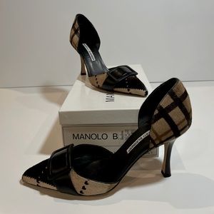 Manolo Blahnik Plaid Pointed Toe heel NEW
